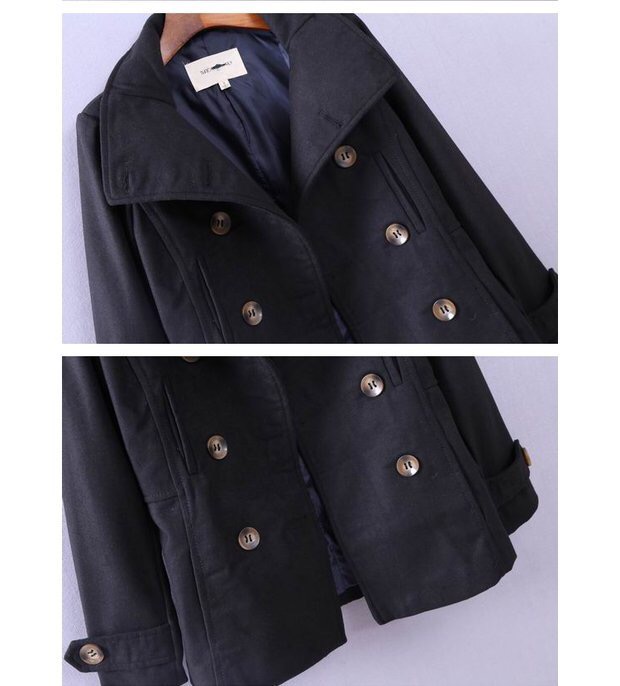 เสื้อคลุม เสื้อโค้ท coat ผ้าสักหลาด สีดำ brandname ญี่ปุ่น TREAT SUPPLYกระดุม 2 แถว แต่งคอได้2 แบบ เก๋ๆ( คอปีน/คอปก) ปกใหญ่สวยเท่ห์ แพทเทริน์เนื้อหรู สินค้าหลุดโรงงาน