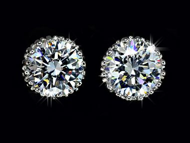 ต่างหูเพชร เม็ดใหญ่ 2 กะรัต เพชร Swiss CZ คุณภาพส่งออก no 49371