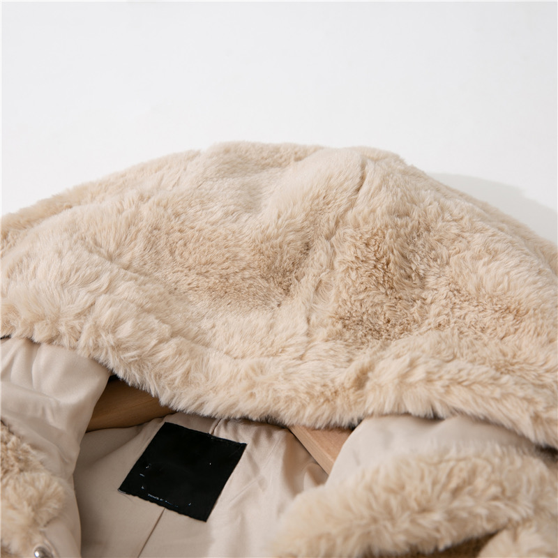 pepco เสื้อเฟอร์กันหนาว หมวกฮู้ด เสื้อขน FLUFFY Coat แบรนด์ PEPCO ดำ / เบจ