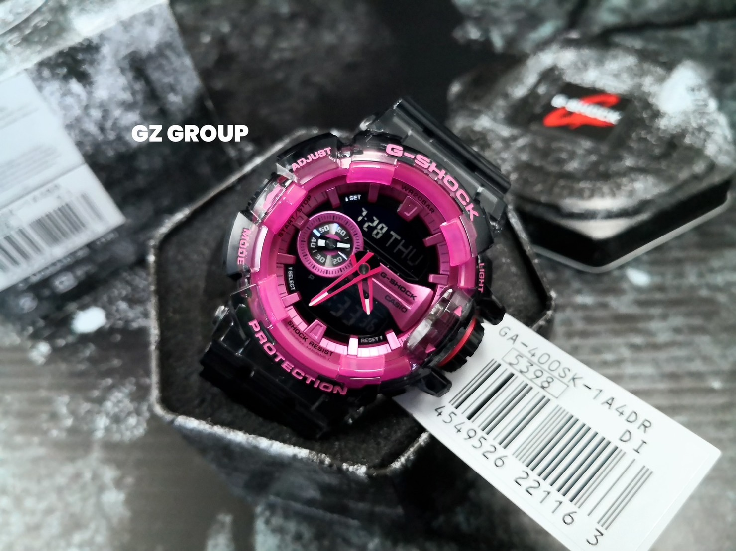 CASIO MID YEAR SALE G-SHOCK พร้อมส่ง นาฬิกาข้อมือ นาฬิกากันน้ำ นาฬิกาของแท้ ประกันศูนย์ CMG 1 ปี รุ่น GA-400SK-1A4 นาฬิกาสีใสดำ