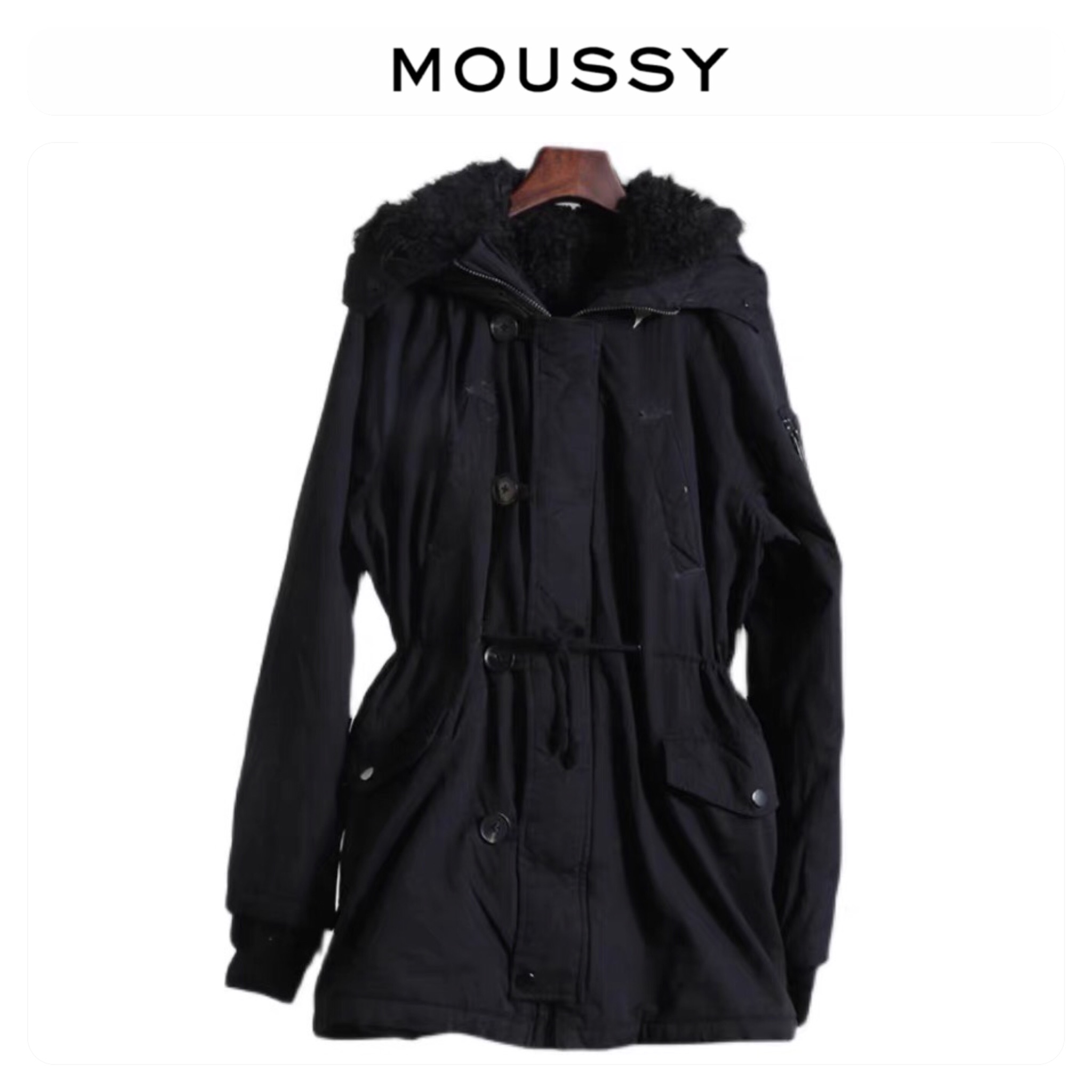 เสื้อกันหนาว ติดฮูท เสื้อcoat แบรนด์ดัง ญี่ปุ่น MOUSSY japan แต่งซับขนอุ่นด้านใน (ขนด้านในถอดใส่ได้ทั้งชิ้นเลยคะ )