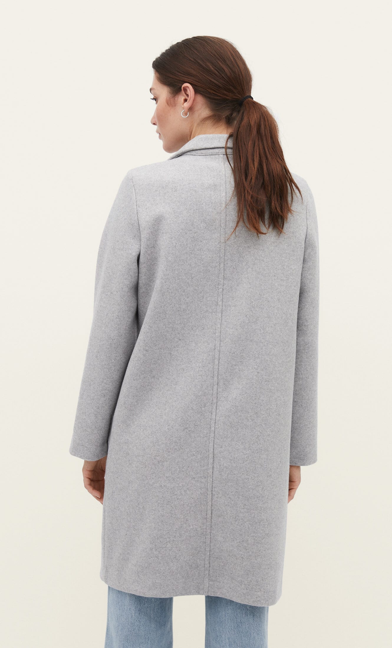 เสื้อโค้ท เสื้อโค้ทกันหนาว โค้ทวูล tailored knot coat สีเบจ แบรนด์ STRADIVARIUS สำเนา