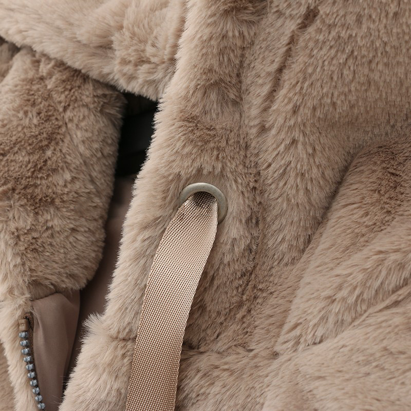 Page one เสื้อเฟอร์กันหนาว หมวกฮู้ด เสื้อขน Fluffy coat แบรนด์ page One ดำ