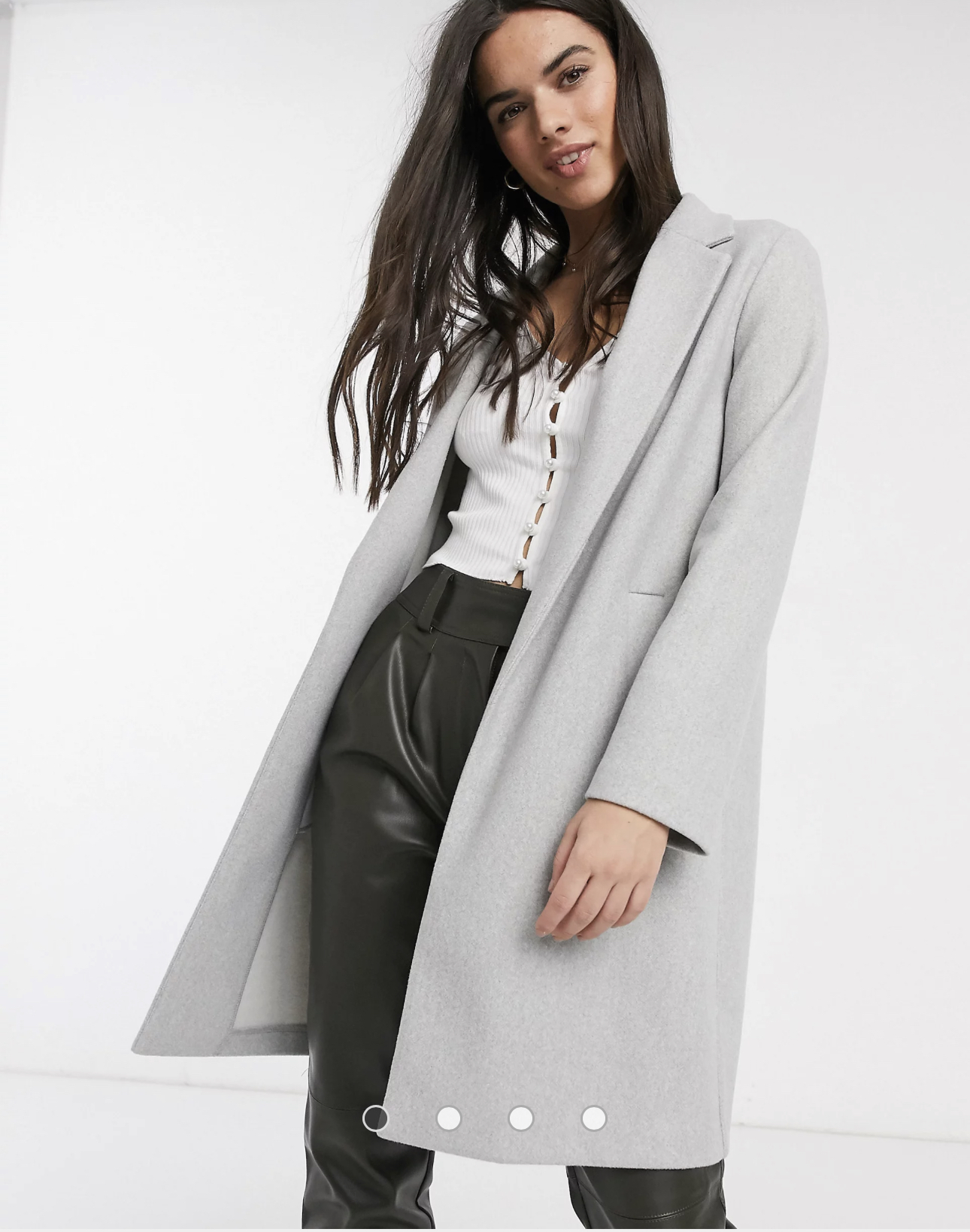 เสื้อโค้ท เสื้อโค้ทกันหนาว โค้ทวูล tailored knot coat สีเบจ แบรนด์ STRADIVARIUS สำเนา