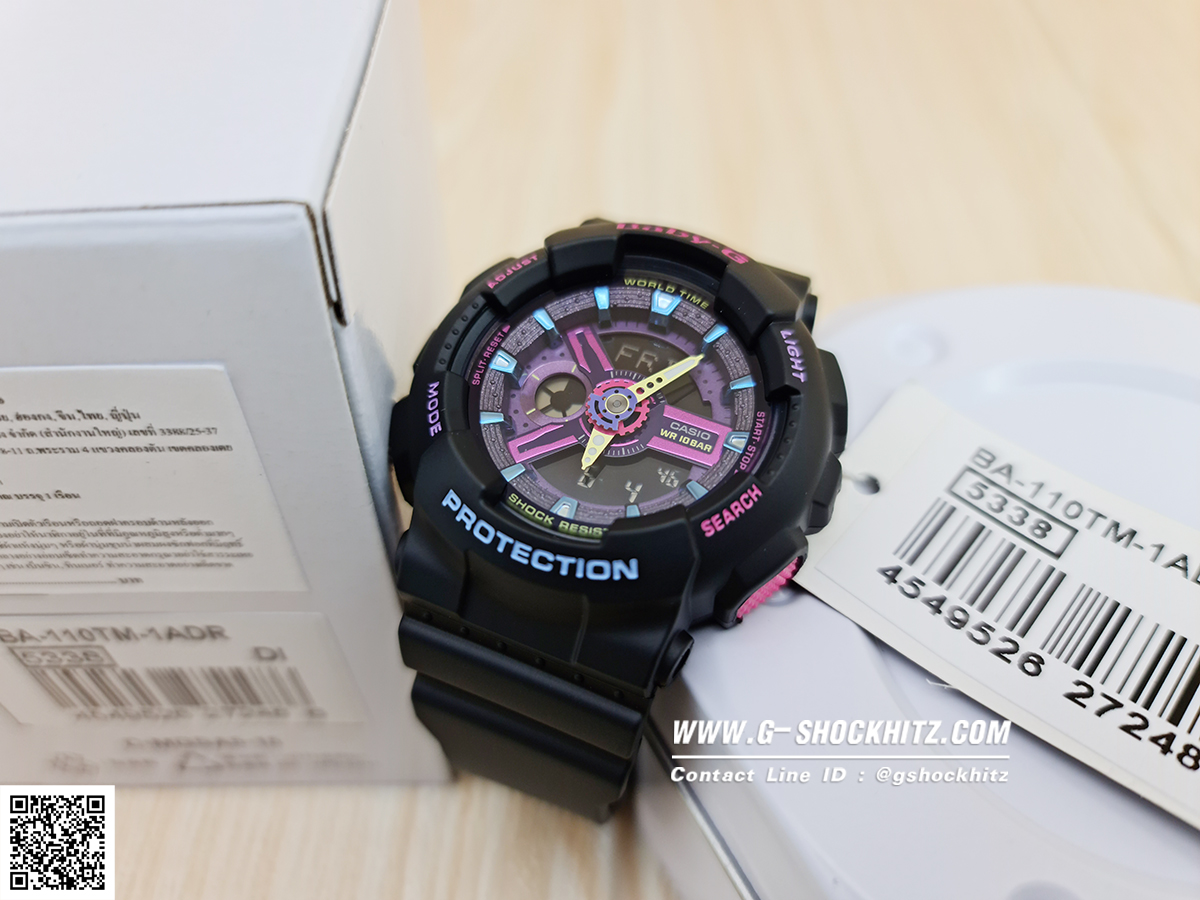 CASIO BABY-G นาฬิกาข้อมือ นาฬิกากันน้ำ นาฬิกาของแท้ ประกันศูนย์ CMG 1 ปี รุ่น BA-110TM-1A นาฬิกาสีดำ