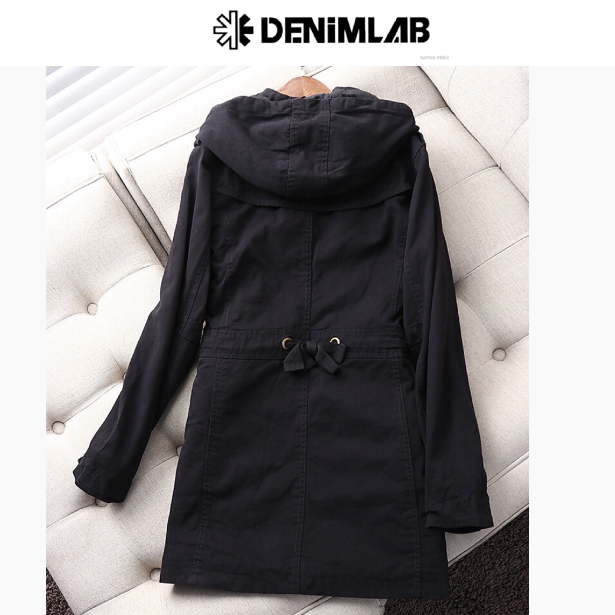 Denim lab เสื้อฮูท เสื้อคลุม เสื้อปาร์กา กันหนาว ดำ แบรนด์ america nino แต่งซับขนอุ่น (ฮู้ดถอดได้คะ) ดำ