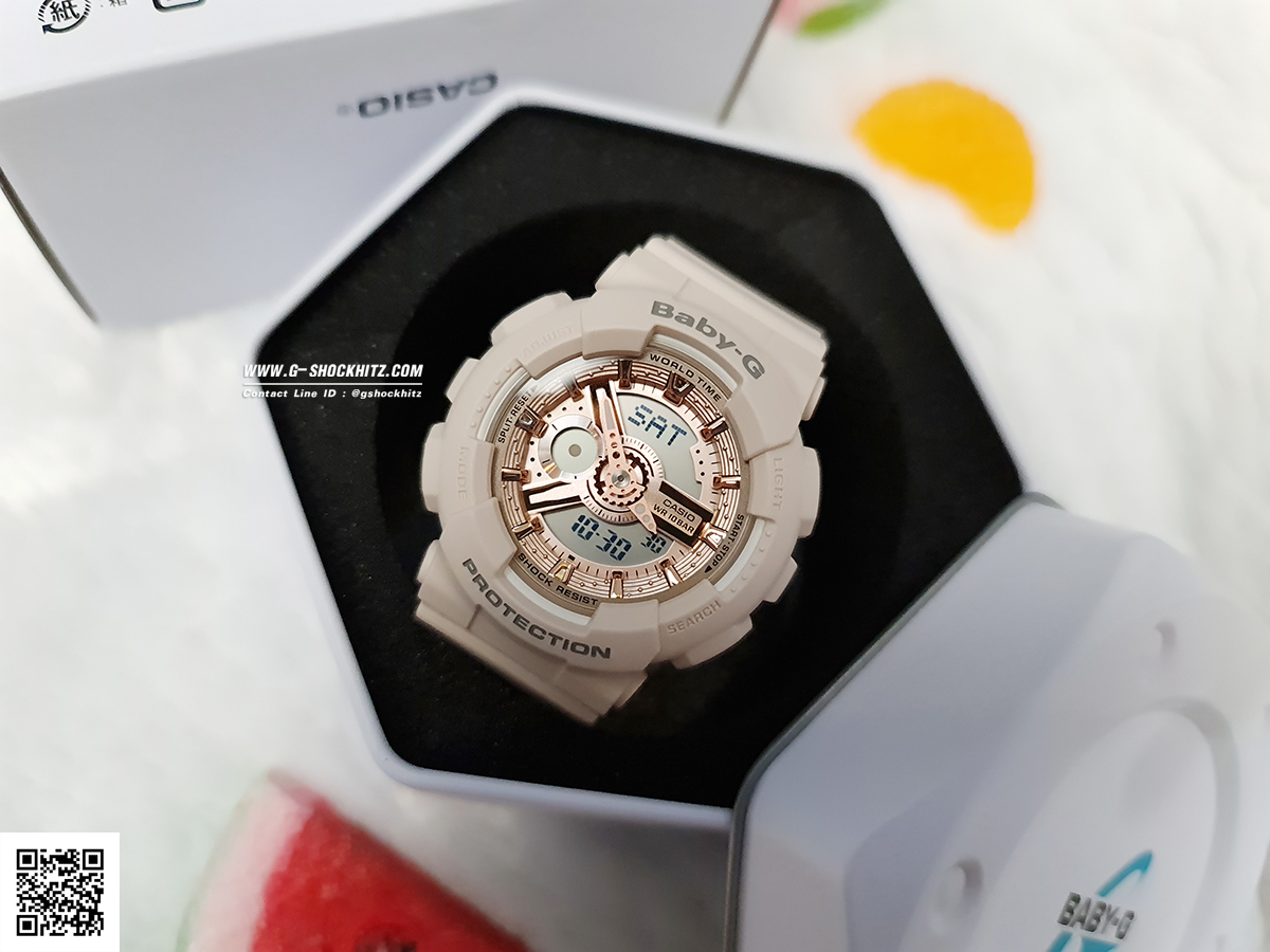 CASIO BABY-G นาฬิกาข้อมือ นาฬิกากันน้ำ นาฬิกาของแท้ ประกันศูนย์ CMG 1 ปี รุ่น BA-110XCP-4A นาฬิกาสีชมพู