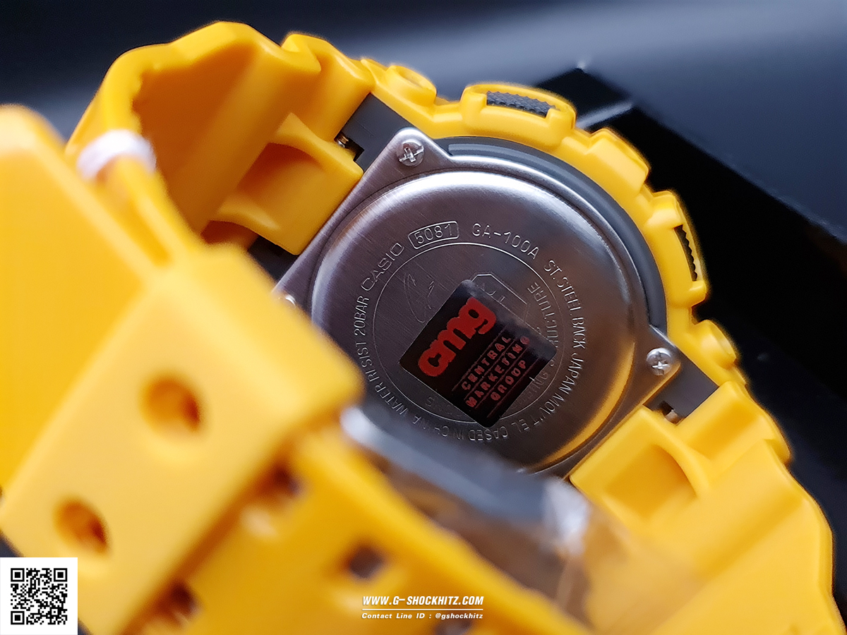 CASIO G-SHOCK นาฬิกาข้อมือ นาฬิกากันน้ำ นาฬิกาของแท้ ประกันศูนย์ CMG 1 ปี รุ่น GA-100A-9A นาฬิกาสีเหลือง