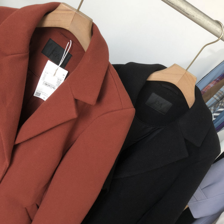 เสื้อโค้ทวูล Trench coat เสื้อโค้ทวูล โค้ทสีดำ แบรนด์ C&A