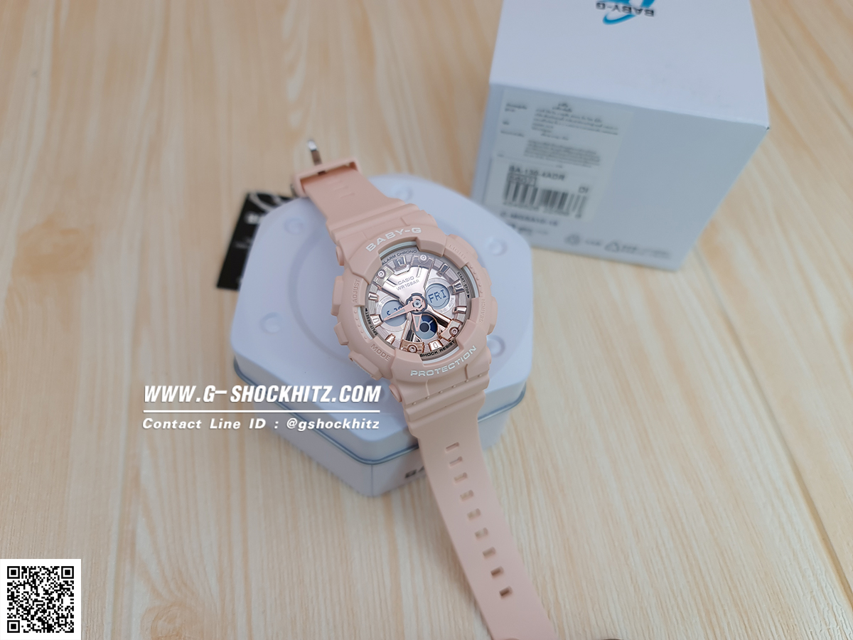 CASIO BABY-G นาฬิกาข้อมือ นาฬิกากันน้ำ นาฬิกาของแท้ ประกันศูนย์ CMG 1 ปี รุ่น BA-130-4A นาฬิกาสีชมพู