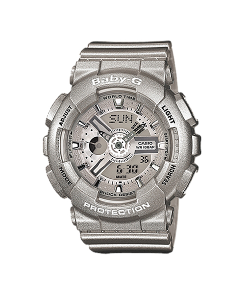CASIO BABY-G นาฬิกาข้อมือ นาฬิกากันน้ำ นาฬิกาของแท้ ประกันศูนย์ CMG 1 ปี รุ่น BA-110BC-8A นาฬิกาสีเทา
