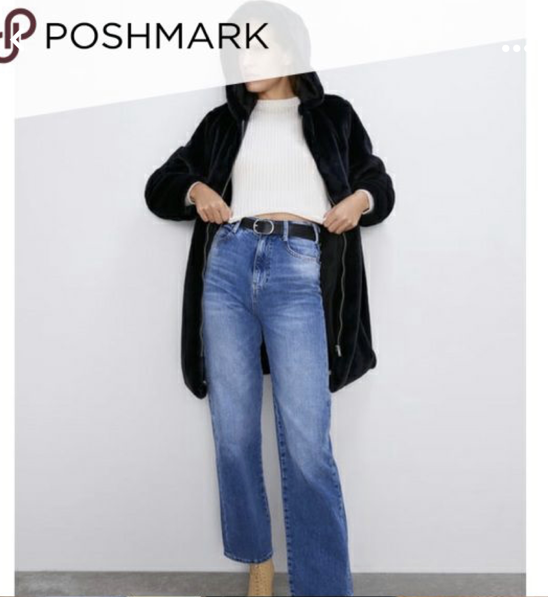 pepco เสื้อเฟอร์กันหนาว หมวกฮู้ด เสื้อขน FLUFFY Coat แบรนด์ PEPCO ดำ / เบจ