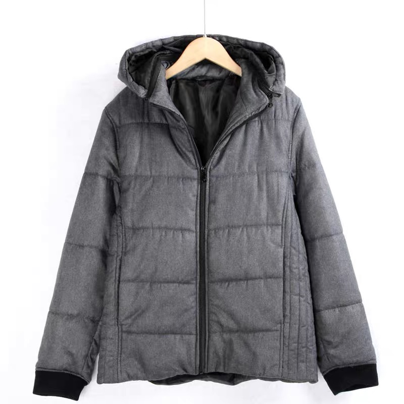 เสื้อกันหนาว ติดฮูท เสื้อบอมเบอร์ บุนวมอุ่น แบรนด์ญี่ปุ่น Lightweight Puffer Jacket สำเนา เทา