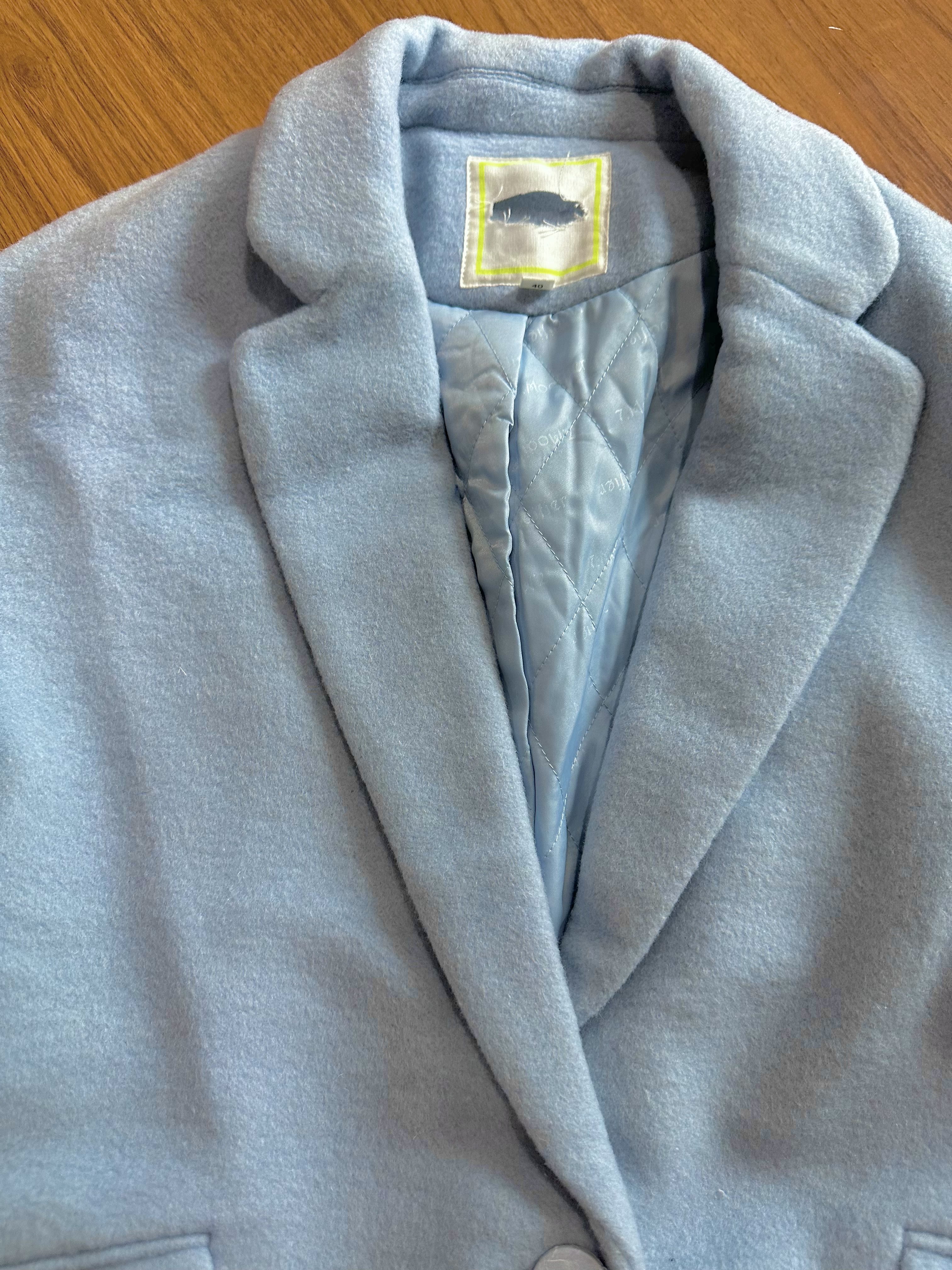 เสื้อโค้ท เสื้อกันหนาว เนื้อผ้าวูล โค้ทวูล สีฟ้าพาสเทล แบรนด์ 7.modifer