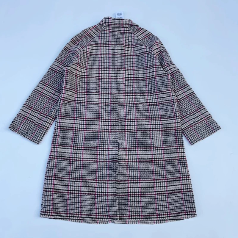 Lily เสื้อโค้ท เสื้อกันหนาว เนื้อผ้าสักหลาดวูล ลายตารางชมพูเทา แบรนด์lily