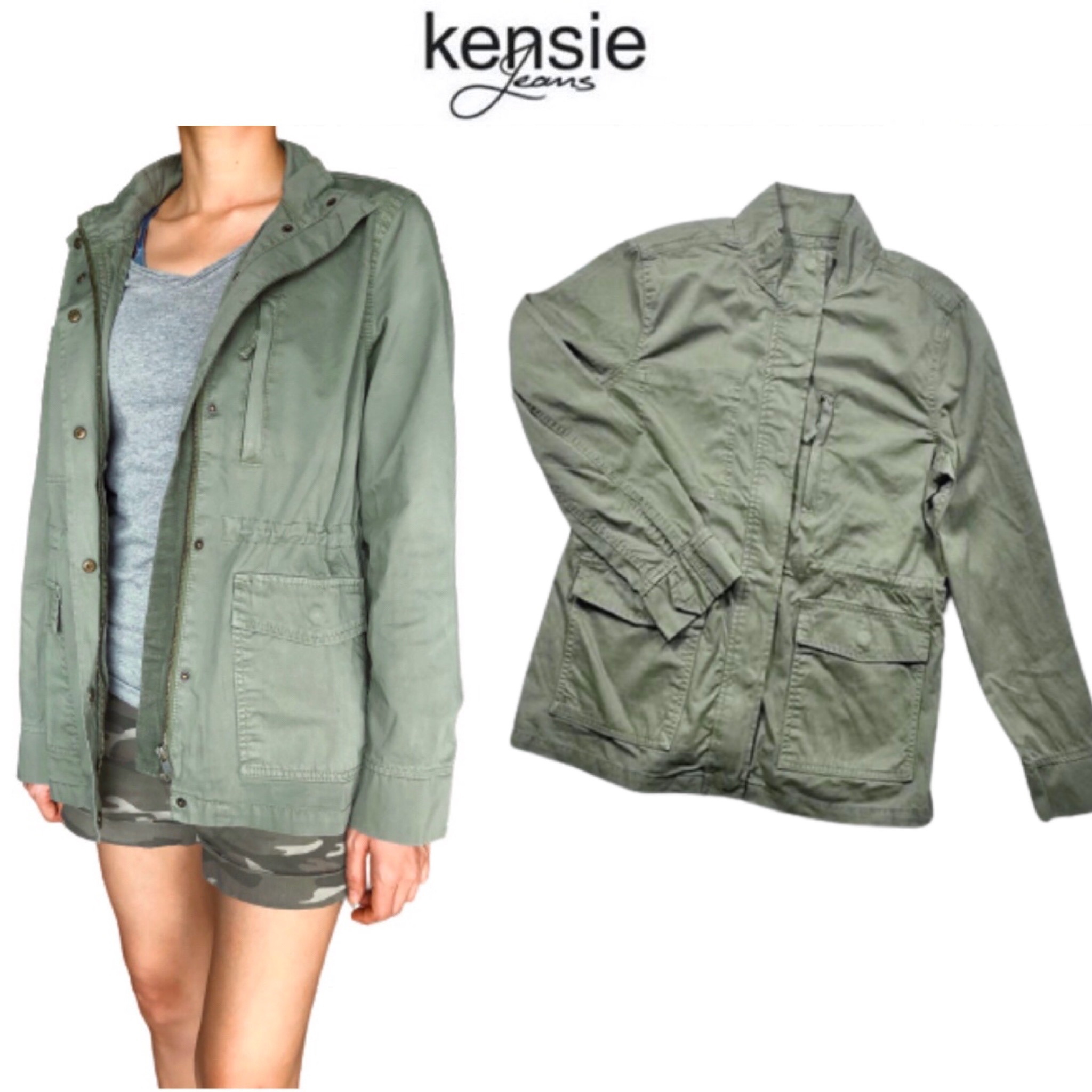 Kensie เสื้อเขียวทหาร เสื้อนอกแนวทหาร แบรนด์ KENSIE งานตัดป้าย) แพทเทินสวย เท่ห์มาก คะ Size S/M/L/XL สำเนา สำเนา สำเนา เขียว