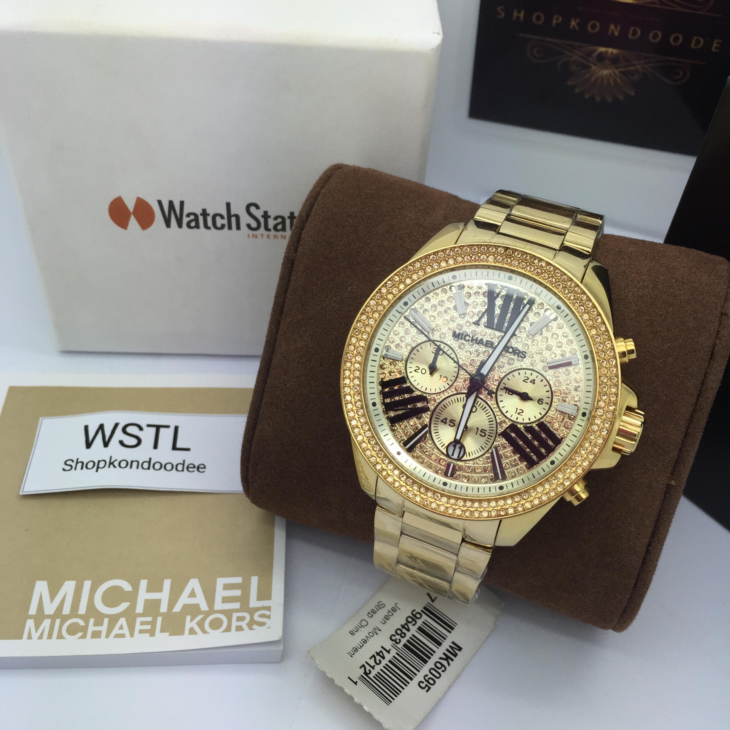 MICHAEL KORS Womens Wren Gold Pave Crystal Chronograph Watch MK6095