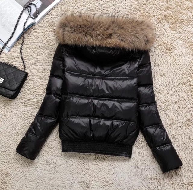เสื้อกันหนาว ขนเป็ด แต่งหมวกฮูท สีดำ brandname ดัง ยุโรป MONCLER
