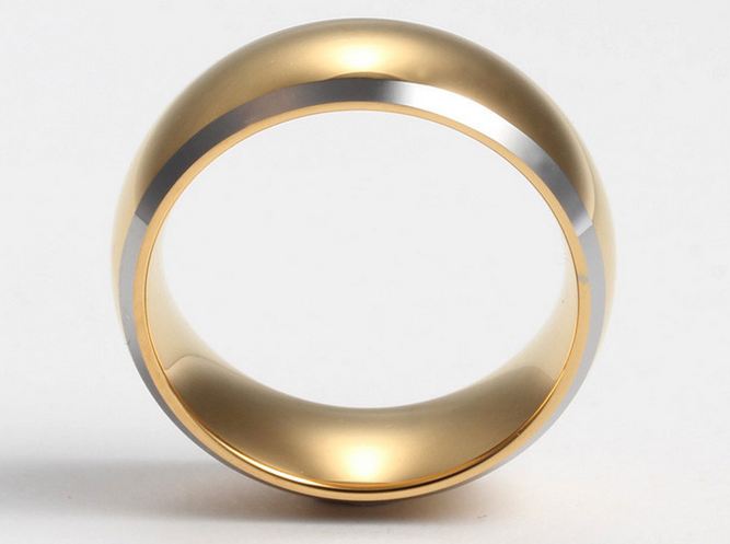 แหวนผู้ชาย แหวนผู้หญิง ใส่ได้ แหวนเกลี้ยง สีทอง 24 K แหวน tungsten carbide หนา 8 มิล แหวนวงใหญ่ ใส่สวย ของขวัญให้แฟน เก๋ ๆ 157039