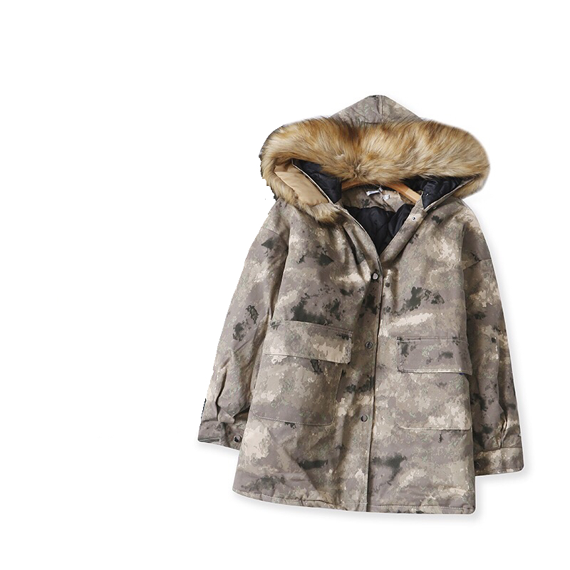 Victory เสื้อกันหนาว เสื้อฮู้ดเฟอร์ บุนวมอุ่น แบรนด์ victory over siZe bomber jacket (ขนเฟอร์ถอดได้ค่ะ) ลายพราง