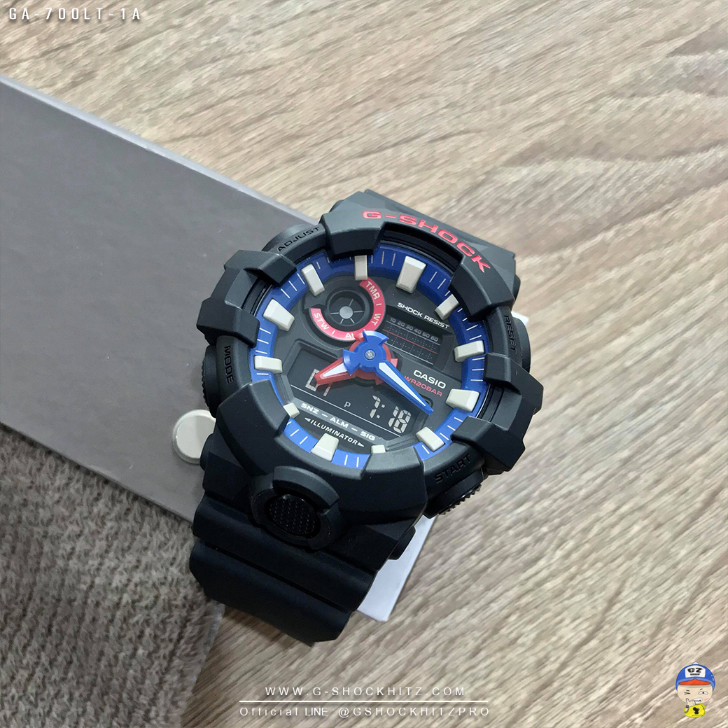 CASIO G-SHOCK นาฬิกาข้อมือ นาฬิกากันน้ำ นาฬิกาของแท้ ประกันศูนย์ CMG 1 ปี รุ่น GA-700LT-1A นาฬิกาสีดำ