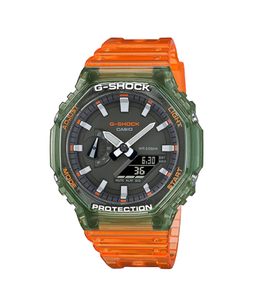 CASIO G-SHOCK นาฬิกาข้อมือ นาฬิกากันน้ำ นาฬิกาของแท้ ประกันศูนย์ CMG 1 ปี รุ่น GA-2100HC-4A นาฬิกาสีส้ม