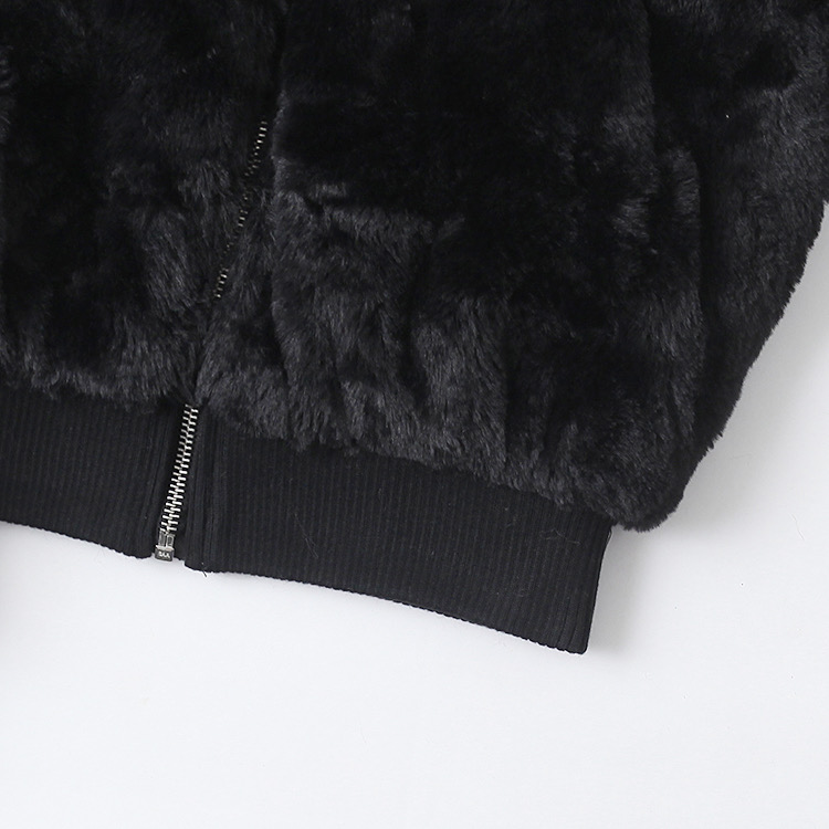 Page เสื้อเฟอร์กันหนาว หมวกฮู้ด เสื้อขน Fluffy coat แบรนด์ page One สำเนา ดำ