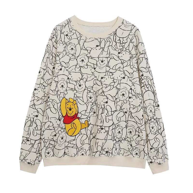 เสื้อวอร์ม สเวตเตอร์ Disney เสื้อลายปักหมีพูห์ Winnie the pooh แขนยาว สีครีม ลายการ์ตูน DISNEYงานสวย มากคะ สำเนา ครีม