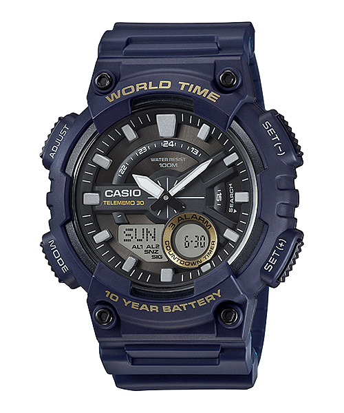 CASIO นาฬิกาคาสิโอ นาฬิกาข้อมือ นาฬิกากันน้ำ นาฬิกาของแท้ ประกันศูนย์ CMG 1 ปี รุ่น AEQ-110W-2A นาฬิกาสีกรม