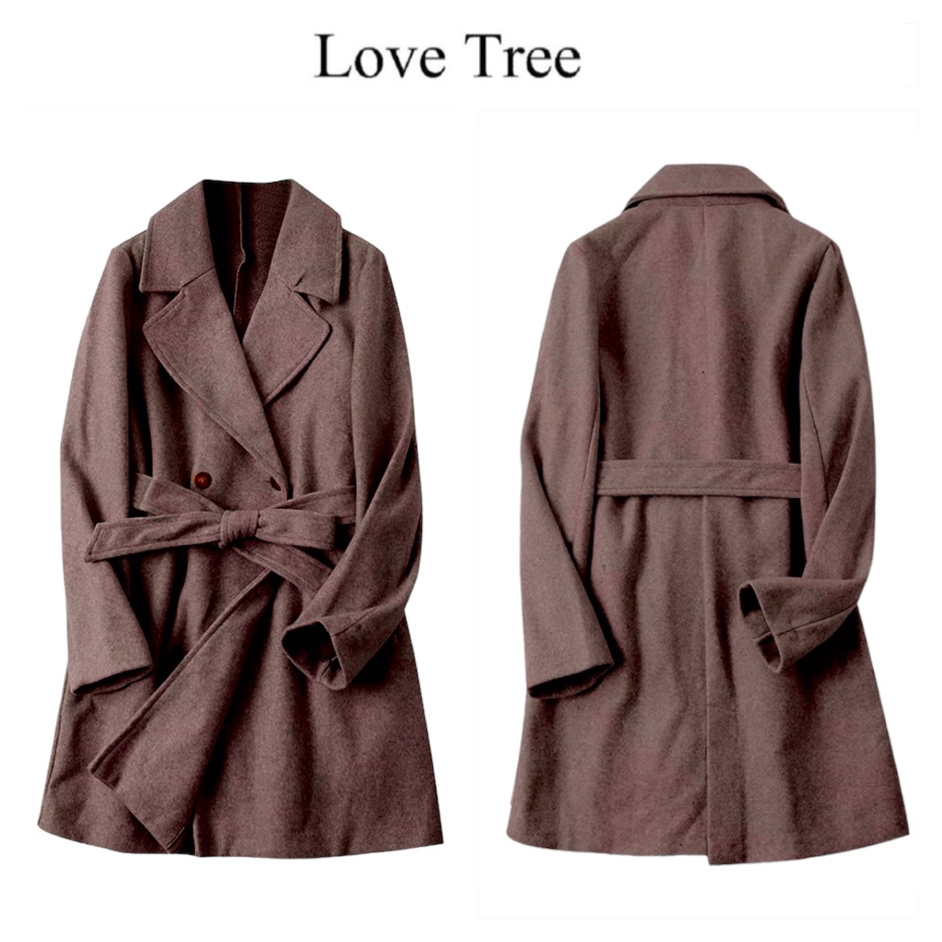 เสื้อโค้ท เสื้อกันหนาว เนื้อผ้าวูล โค้ทวูล สีเทา แบรนด์ LOVE TREE