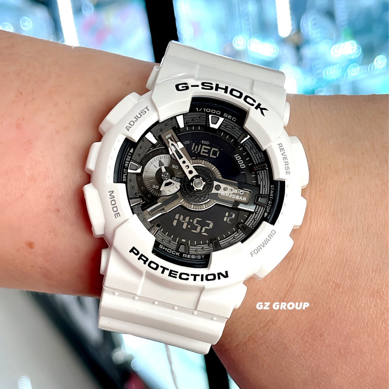 CASIO G-SHOCK นาฬิกาข้อมือ นาฬิกากันน้ำ นาฬิกาของแท้ ประกันศูนย์ CMG 1 ปี รุ่น GA-110GW-7A นาฬิกาสีขาว