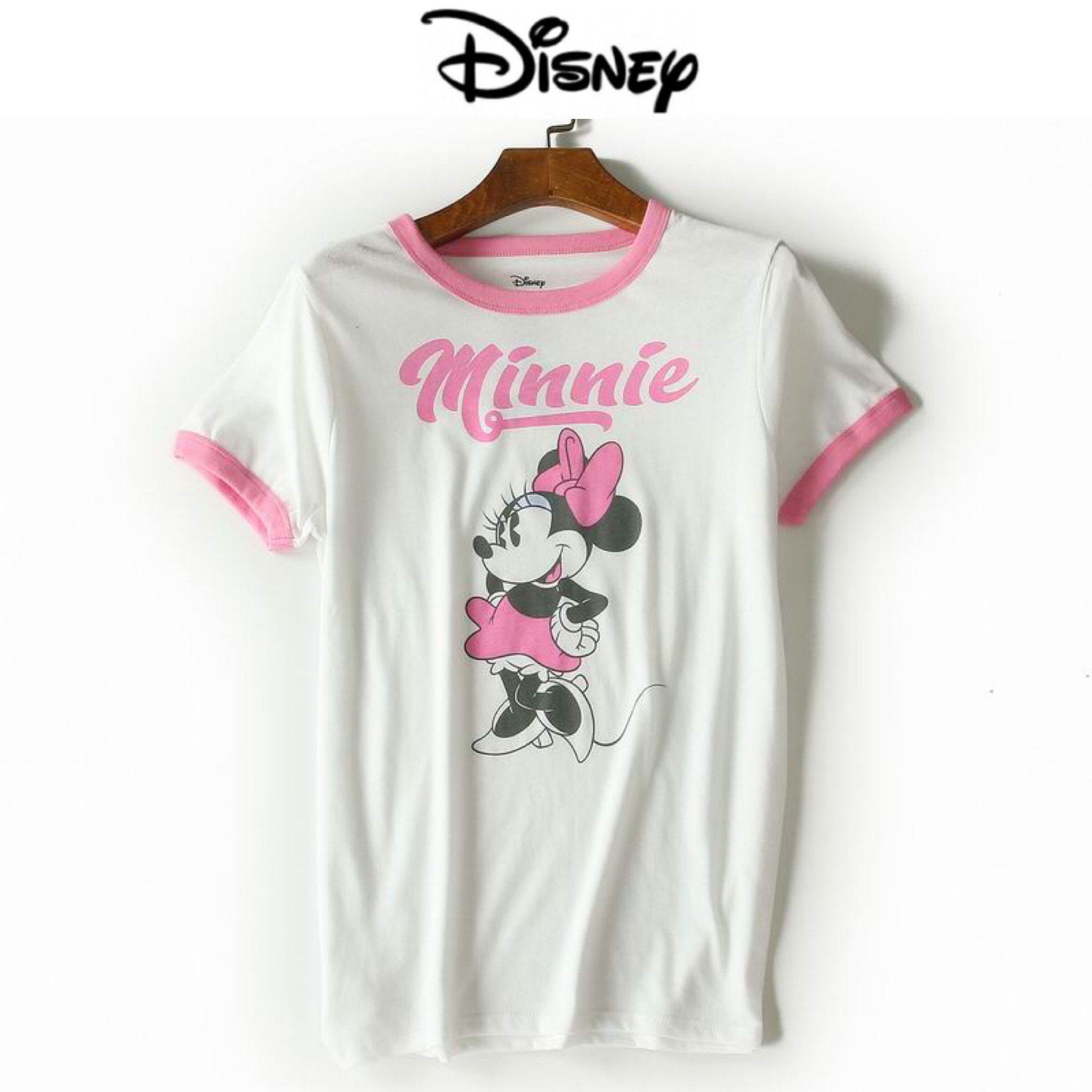 Disney เสื้อยืดคอกลม สีขาว ขอบชมพู ลายMINNIE mouse งานDISNEY แท้ สวยมากคะ สำเนา สำเนา สำเนา สำเนา สำเนา สำเนา สำเนา สำเนา ขาว