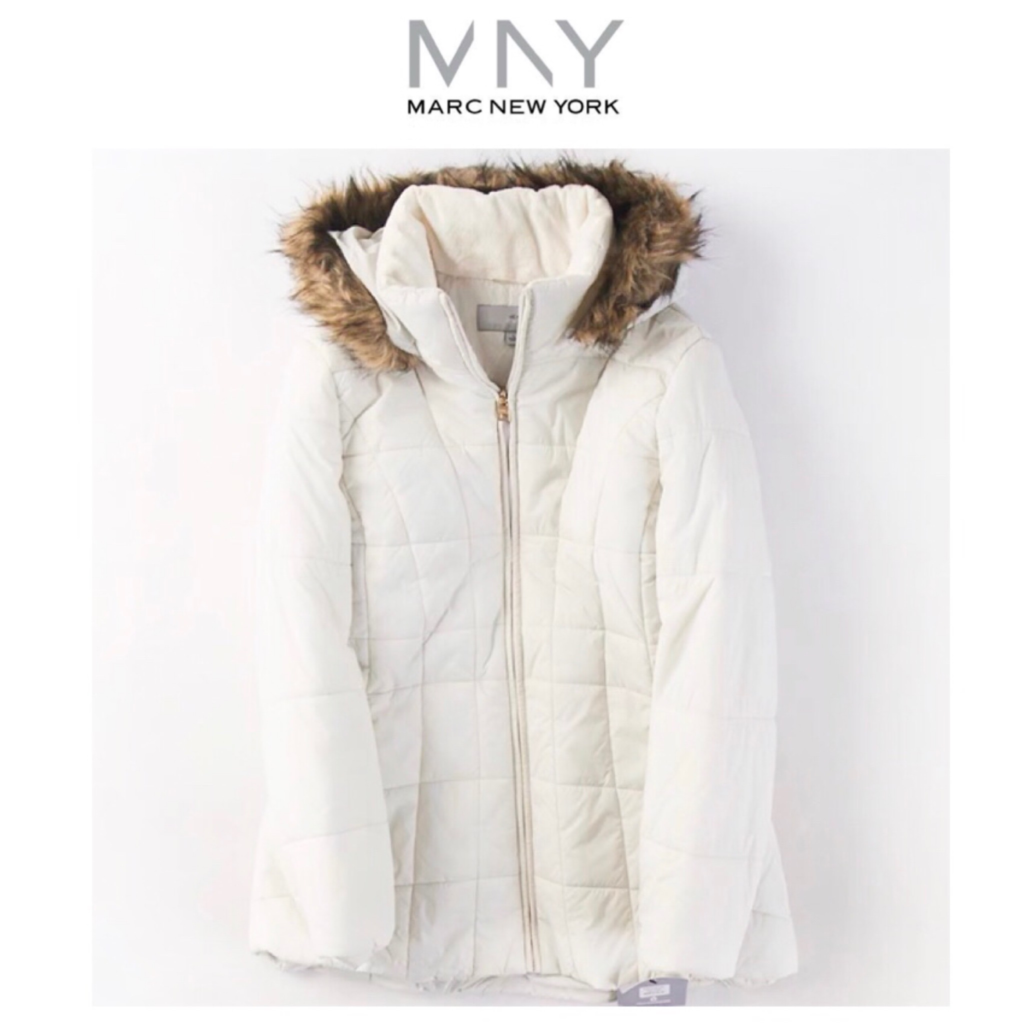 เสื้อโค้ท เสื้อกันหนาว ฮู้ด บุนวมอุ่น เนื้อผ้าสังเคราะห์ MARK NEW YORK (Padded puffer coat) ขาว
