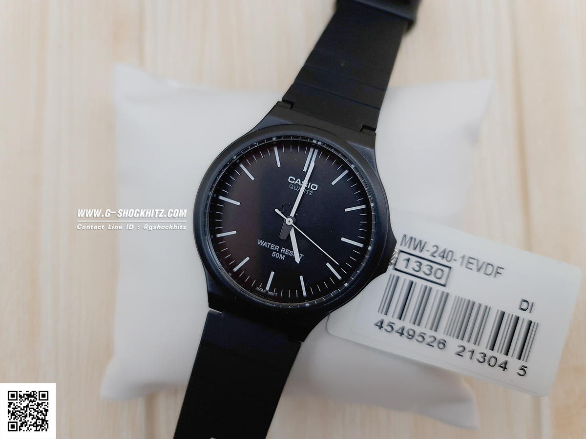 CASIO นาฬิกาคาสิโอ นาฬิกาข้อมือ นาฬิกากันน้ำ นาฬิกาของแท้ ประกันศูนย์ CMG 1 ปี รุ่น MW-240-1E นาฬิกาสีดำ