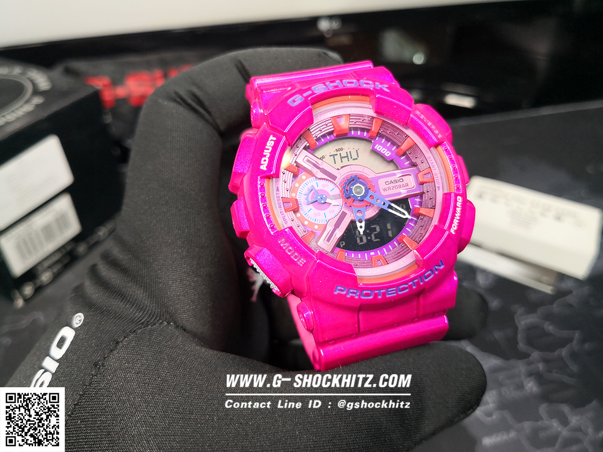 CASIO G-SHOCK นาฬิกาข้อมือ นาฬิกากันน้ำ นาฬิกาของแท้ ประกันศูนย์ CMG 1 ปี รุ่น GA-110MC-4A นาฬิกาสีชมพู