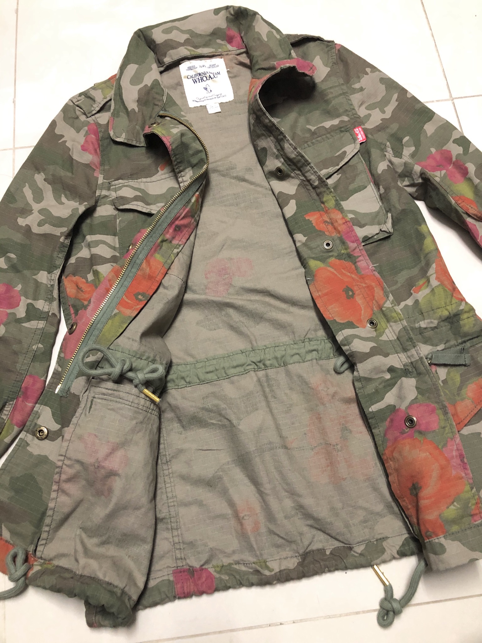 Who.au เสื้อนอกทหาร เสื้อแจ็คเก็ต ลายพรางFlora camo แนวทหาร แพทเทินสวย เท่ห์ มาก แบรนด์Who.Au คะ สำเนา สำเนา สำเนา สำเนา สำเนา เขียว