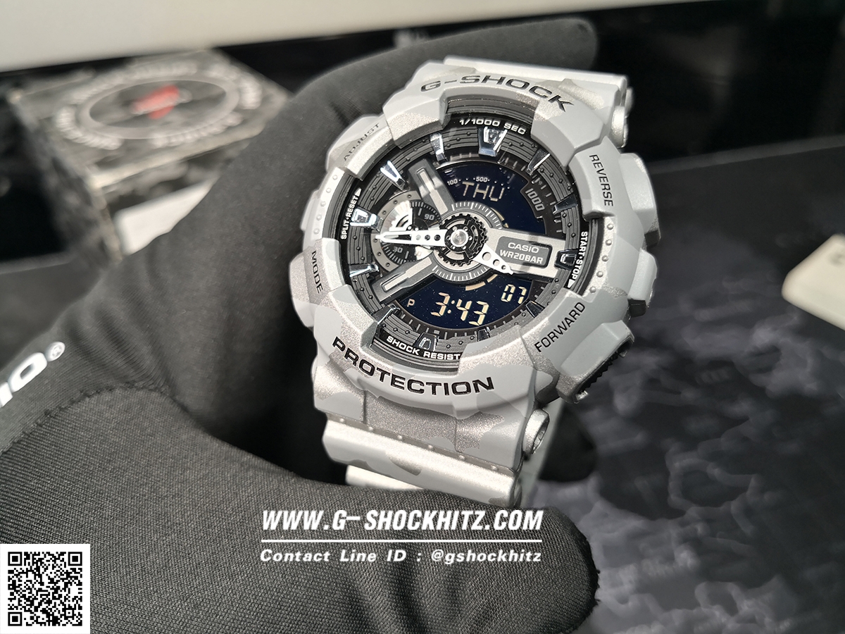 CASIO G-SHOCK นาฬิกาข้อมือ นาฬิกากันน้ำ นาฬิกาของแท้ ประกันศูนย์ CMG 1 ปี รุ่น GA-110CM-8A นาฬิกาสีเทา