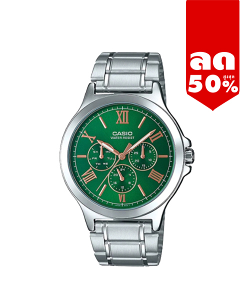 CASIO นาฬิกาคาสิโอ นาฬิกาข้อมือ นาฬิกากันน้ำ นาฬิกาของแท้ ประกันศูนย์ CMG 1 ปี รุ่น MTP-V300D-3A นาฬิกาสีเงิน