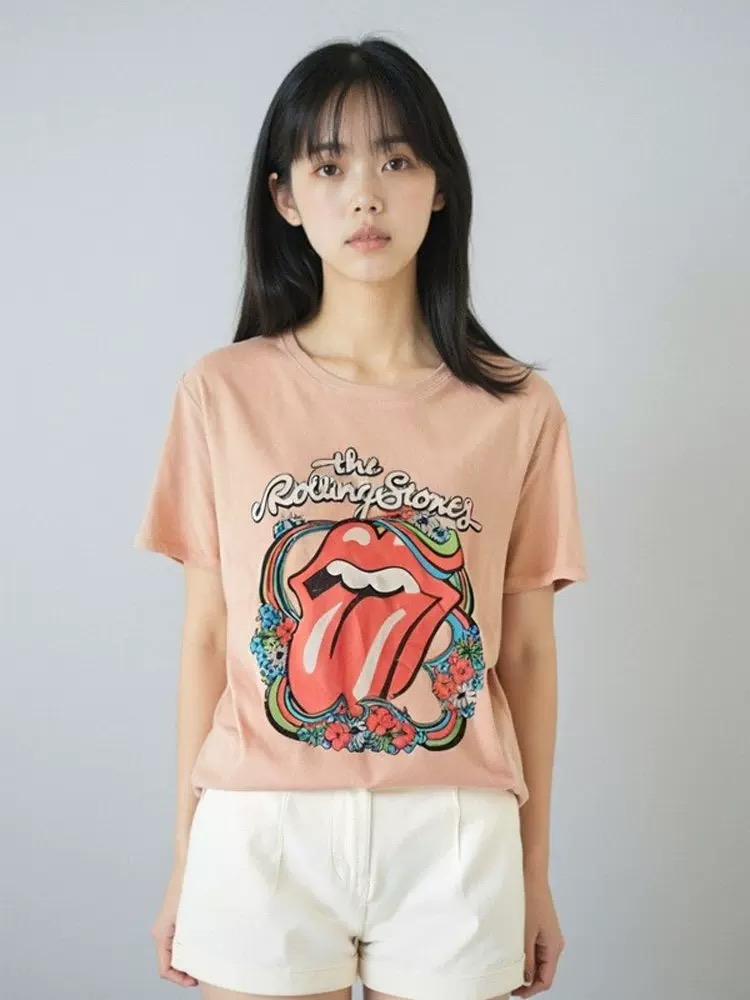 เสื้อยืด ROLLING STONES new legacy เสื้อวง ฟอกสี สำเนา ส้มอ่อน