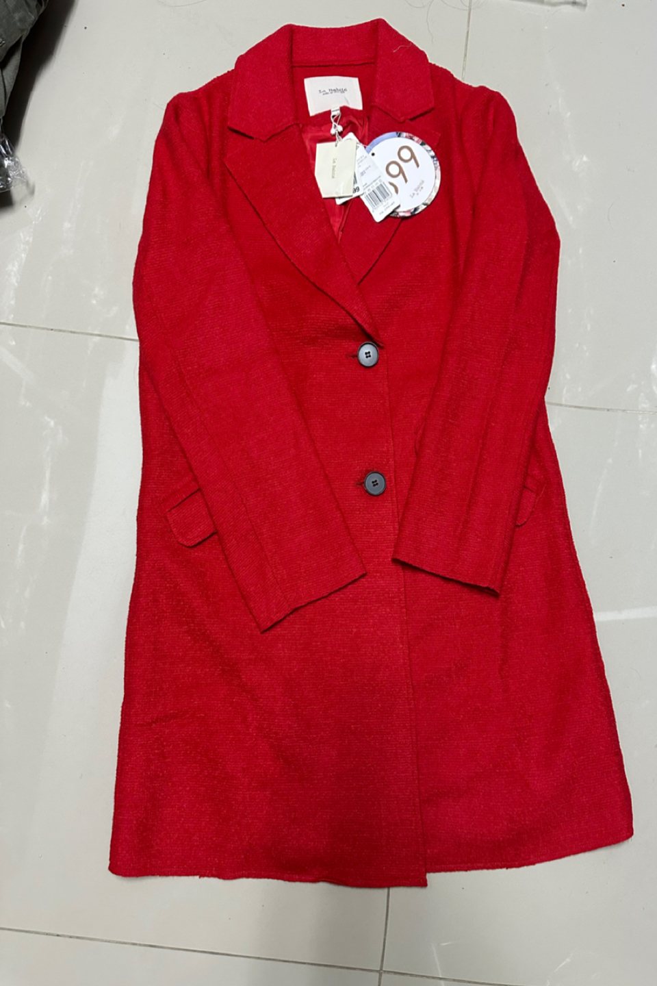 La babite เสื้อโค้ท เสื้อกันหนาว เนื้อผ้าสักหลาดวูล สีแดง แบรนด์ LA BABITE