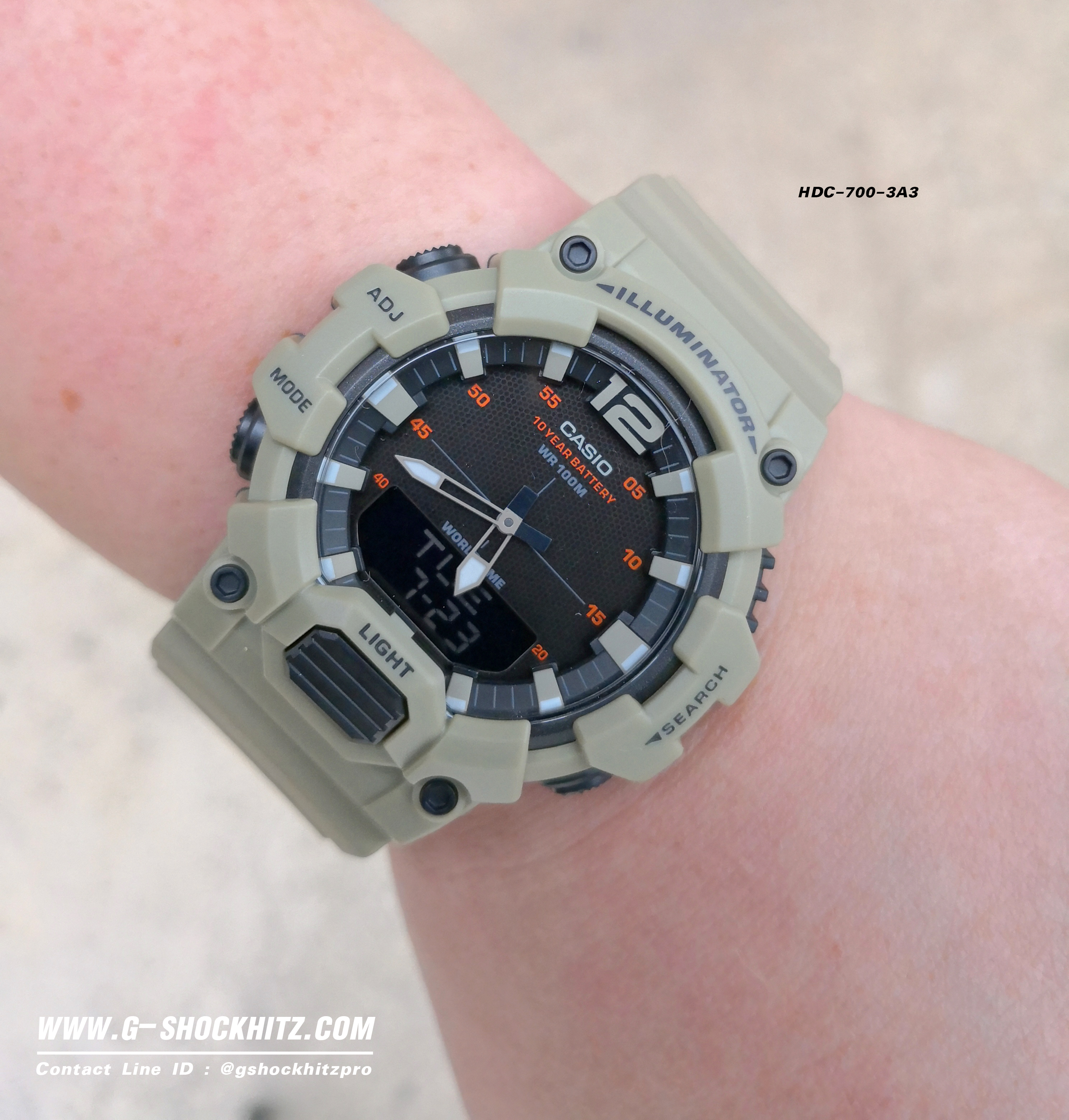 CASIO MID YEAR SALE นาฬิกาคาสิโอ พร้อมส่ง นาฬิกาข้อมือ นาฬิกากันน้ำ นาฬิกาของแท้ BTS ประกันศูนย์ CMG 1 ปี รุ่น HDC-700-3A3 นาฬิกาสีเขียว