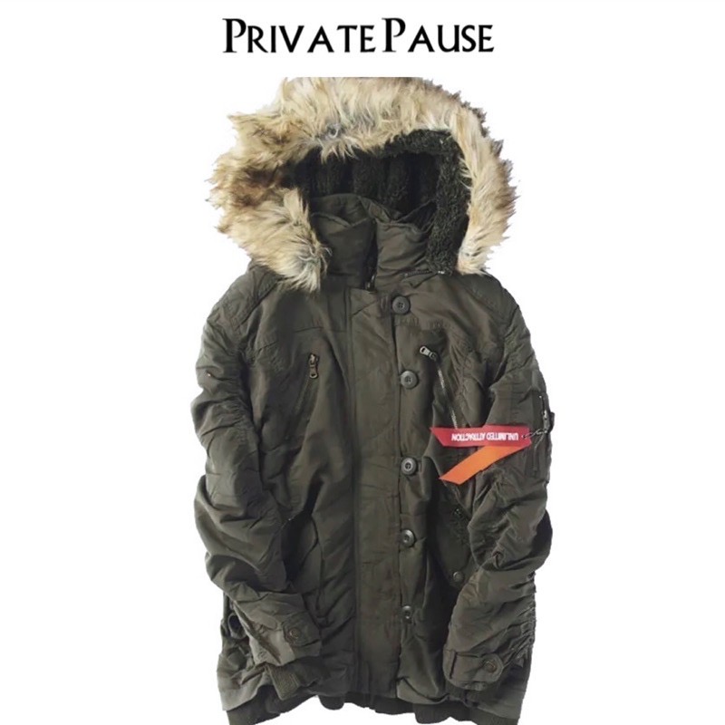 Private pause เสื้อโค้ทฮู้ดกันหนาว เสื้อปาร์กา parka สีเขียว แบรนด์ PRIVATE PAUSE (JAPAN) แต่งเฟอร์ (ฮู้ด& ขนเฟอร์ ถอดได้ทุกชิ้นค่ะ) เขียว