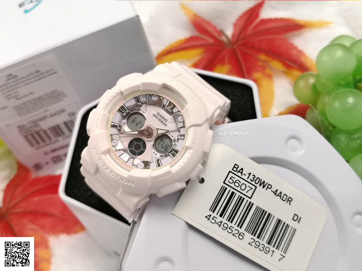 CASIO BABY-G นาฬิกาข้อมือ นาฬิกากันน้ำ นาฬิกาของแท้ ประกันศูนย์ CMG 1 ปี รุ่น BA-130WP-4A นาฬิกาสีชมพู