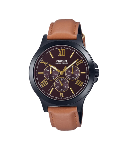 CASIO นาฬิกาคาสิโอ นาฬิกาข้อมือ นาฬิกากันน้ำ นาฬิกาของแท้ ประกันศูนย์ CMG 1 ปี รุ่น MTP-V300BL-5A นาฬิกาสีน้ำตาล