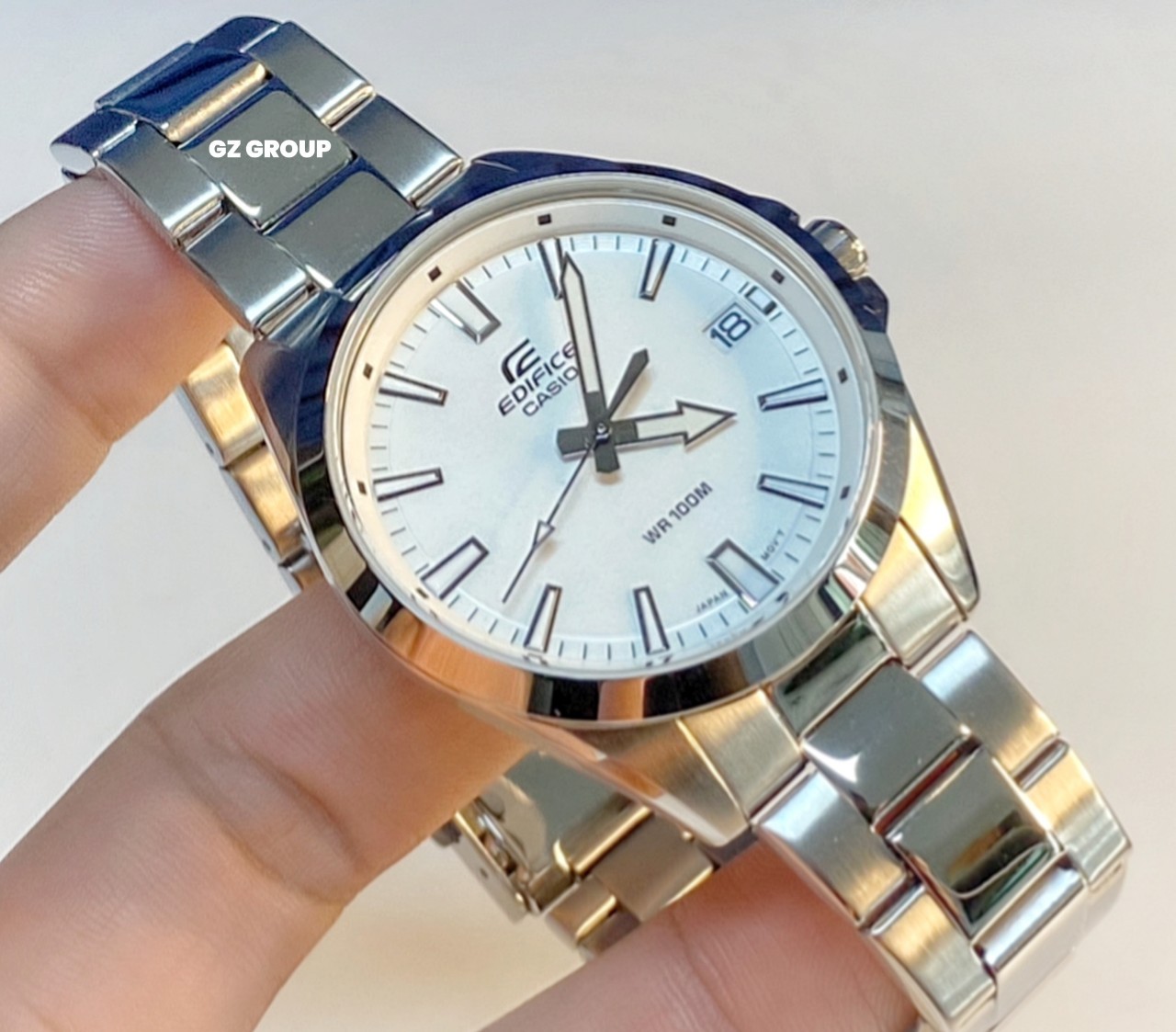 CASIO MID YEAR SALE EDIFICE พร้อมส่ง นาฬิกาข้อมือ นาฬิกากันน้ำ นาฬิกาของแท้ ประกันศูนย์ CMG 1 ปี รุ่น EFV-100D-7A นาฬิกาสีเงิน