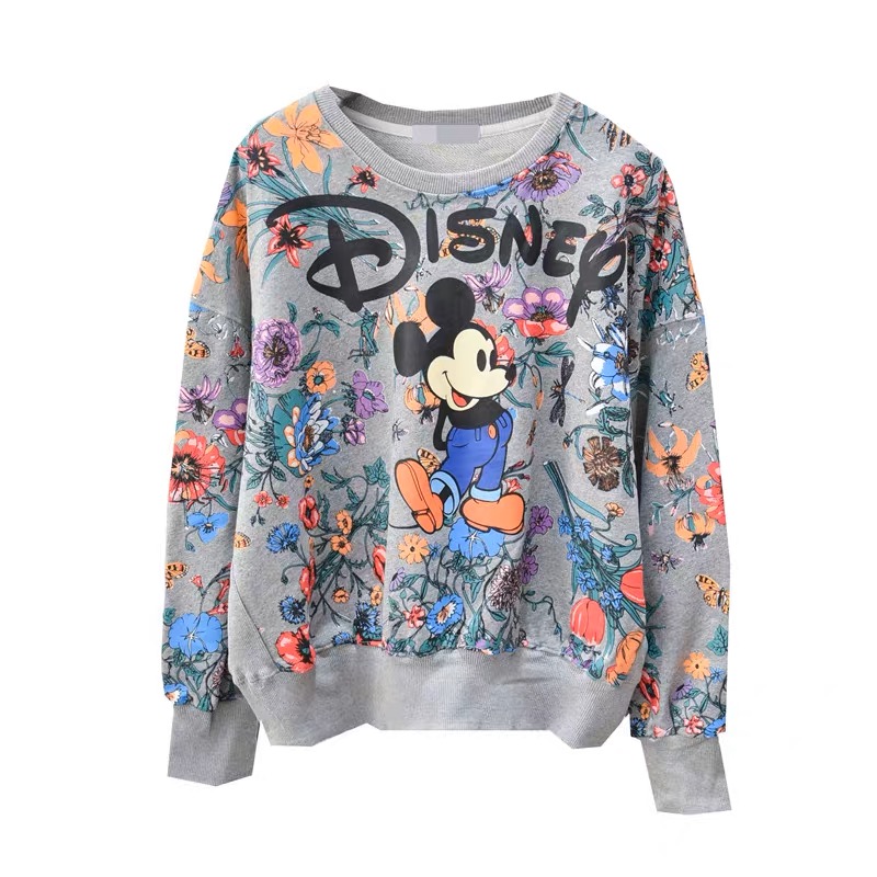 Disney เสื้อกันหนาว เสื้อวอร์มเทา เสื้อวอร์ม สีเทา สกรีนMINNIE & MICKEY งานDISNEY แท้ สำเนา สำเนา เทา