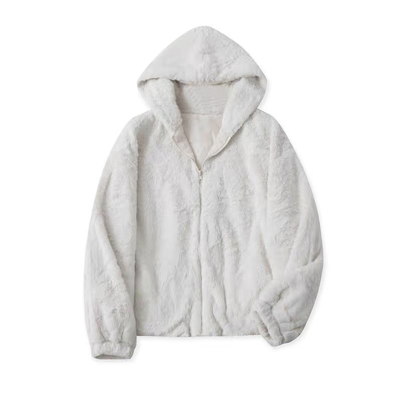 915 เสื้อเฟอร์กันหนาว หมวกฮู้ด เสื้อขน Fluffy coat แบรนด์ SUREVE (JAPAN) เทา
