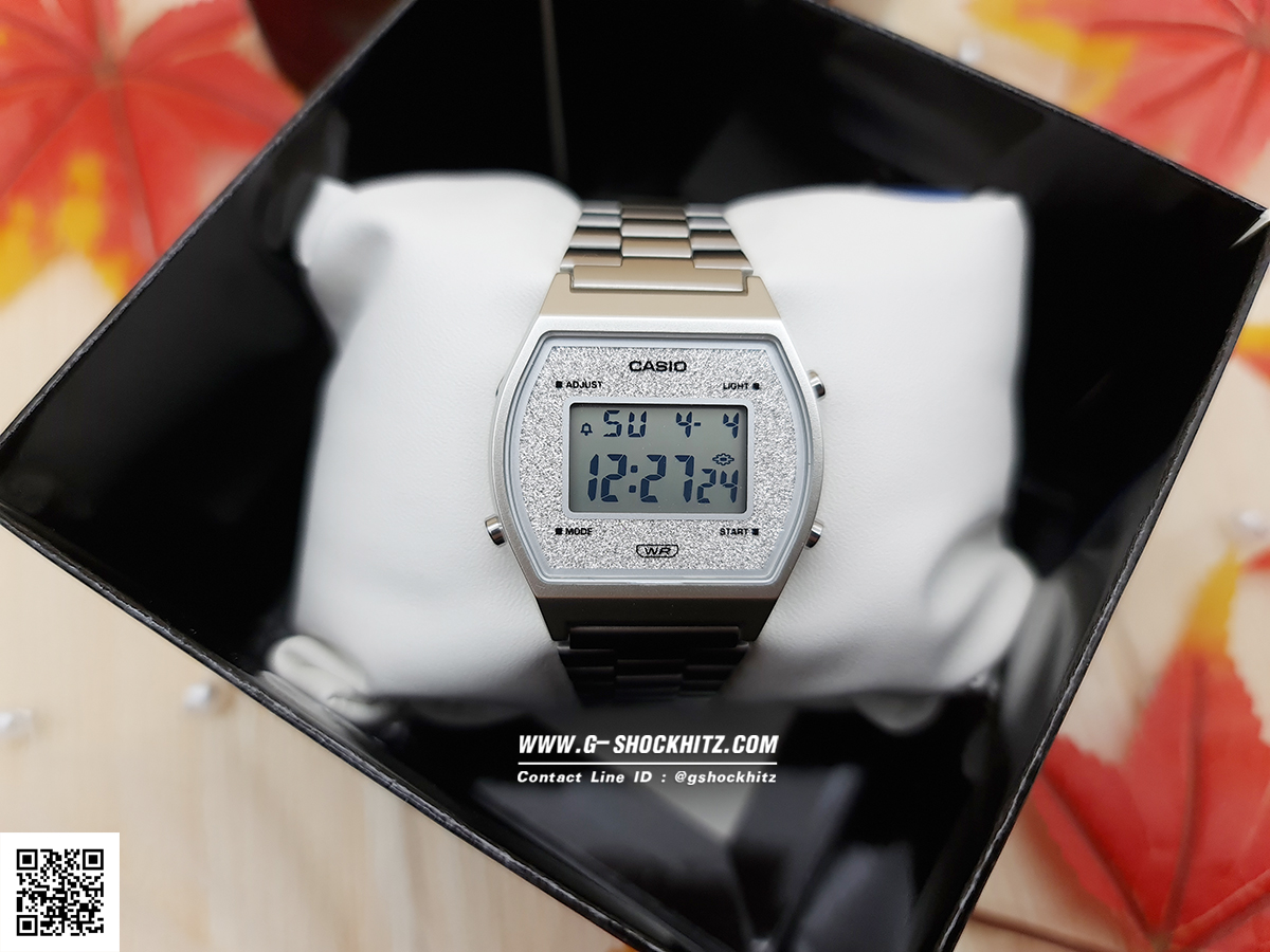 CASIO MID YEAR SALE นาฬิกาคาสิโอ พร้อมส่ง นาฬิกาข้อมือ นาฬิกากันน้ำ นาฬิกาของแท้ BTS ประกันศูนย์ CMG 1 ปี รุ่น B640WDG-7 นาฬิกาสีเงิน