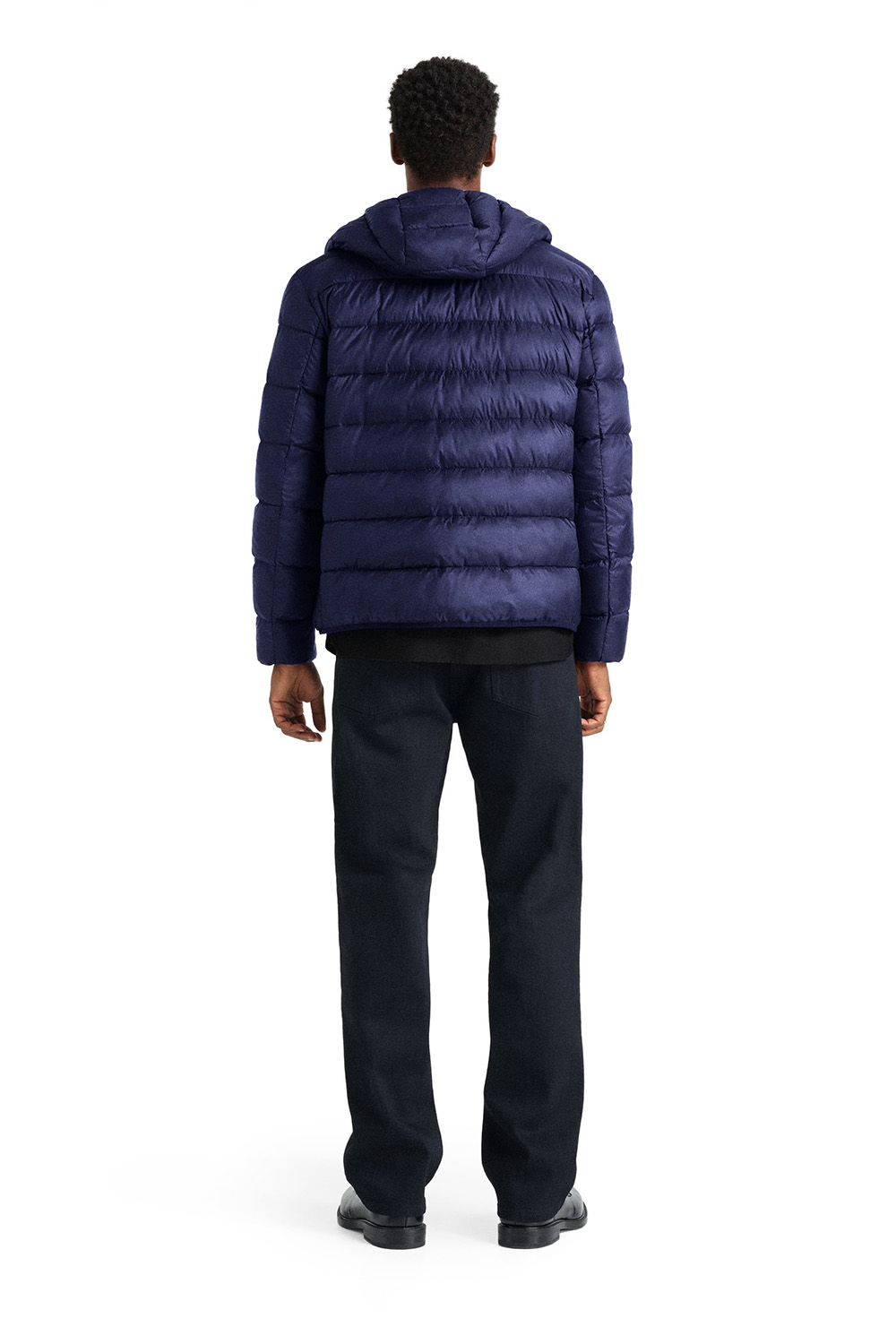 Forever21 เสื้อกันหนาว ติดฮูท เสื้อบอมเบอร์ บุนวมอุ่น แบรนด์ Forever21 / Men's Black Lightweight Puffer Jacket น้ำเงิน