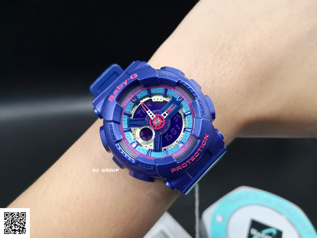 CASIO BABY-G นาฬิกาข้อมือ นาฬิกากันน้ำ นาฬิกาของแท้ ประกันศูนย์ CMG 1 ปี รุ่น BA-112-2A นาฬิกาสีน้ำเงิน